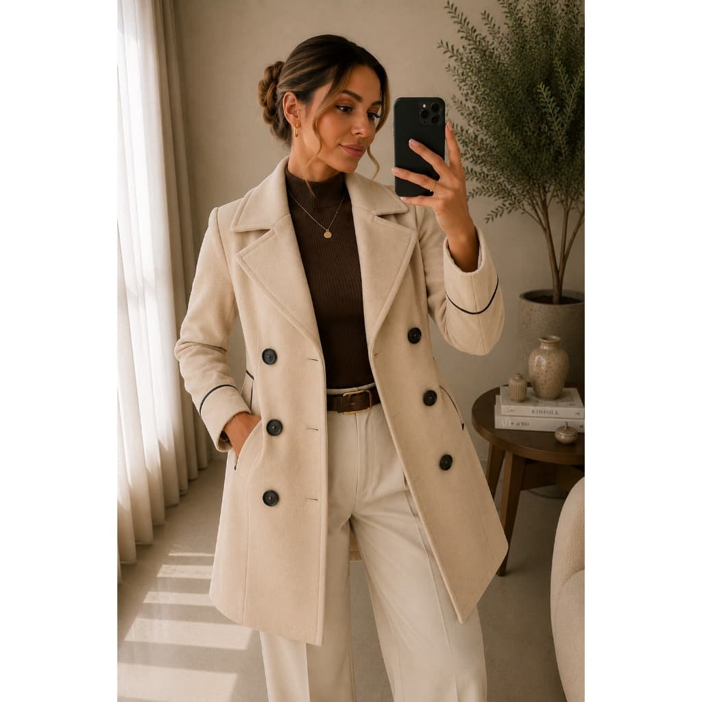 Casaco Blazer Feminino Lã Batida Alfaiataria Social Promoção envio 24 h Inverno 6 Botões funcionais