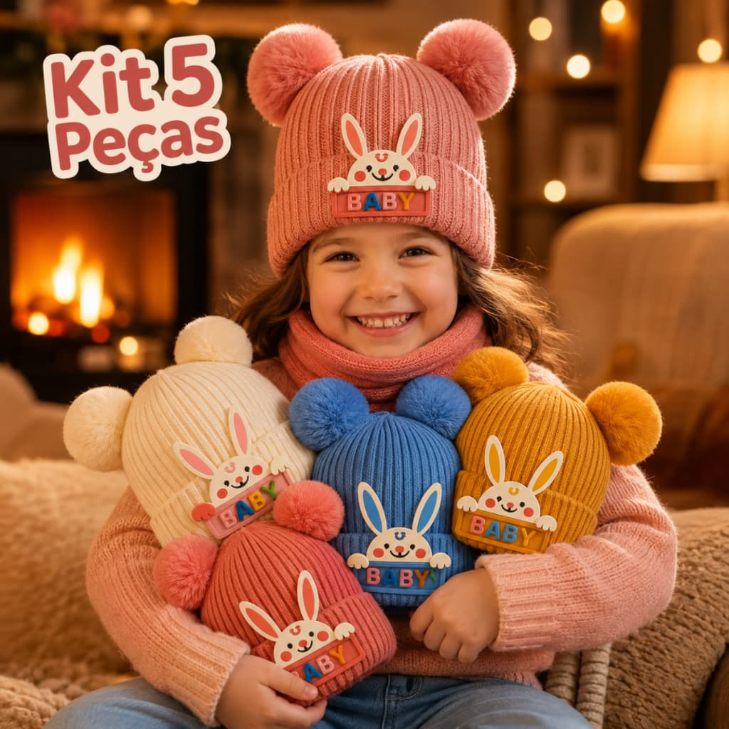 Kit 5 Peças Touca Gorro Luvas 3 Pares Meias Confortável Algodão Barato