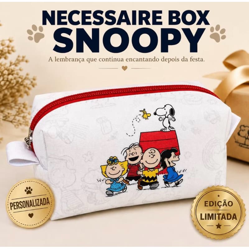 Necessaire Personalizada Snoopy | Porta Maquiagem Organizador Feminino | Estojo Box 16cm