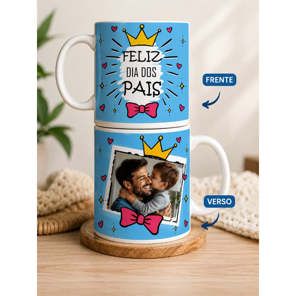 Caneca de Porcelana 325ml Personalizada com Foto Para o Dia Dos Pais