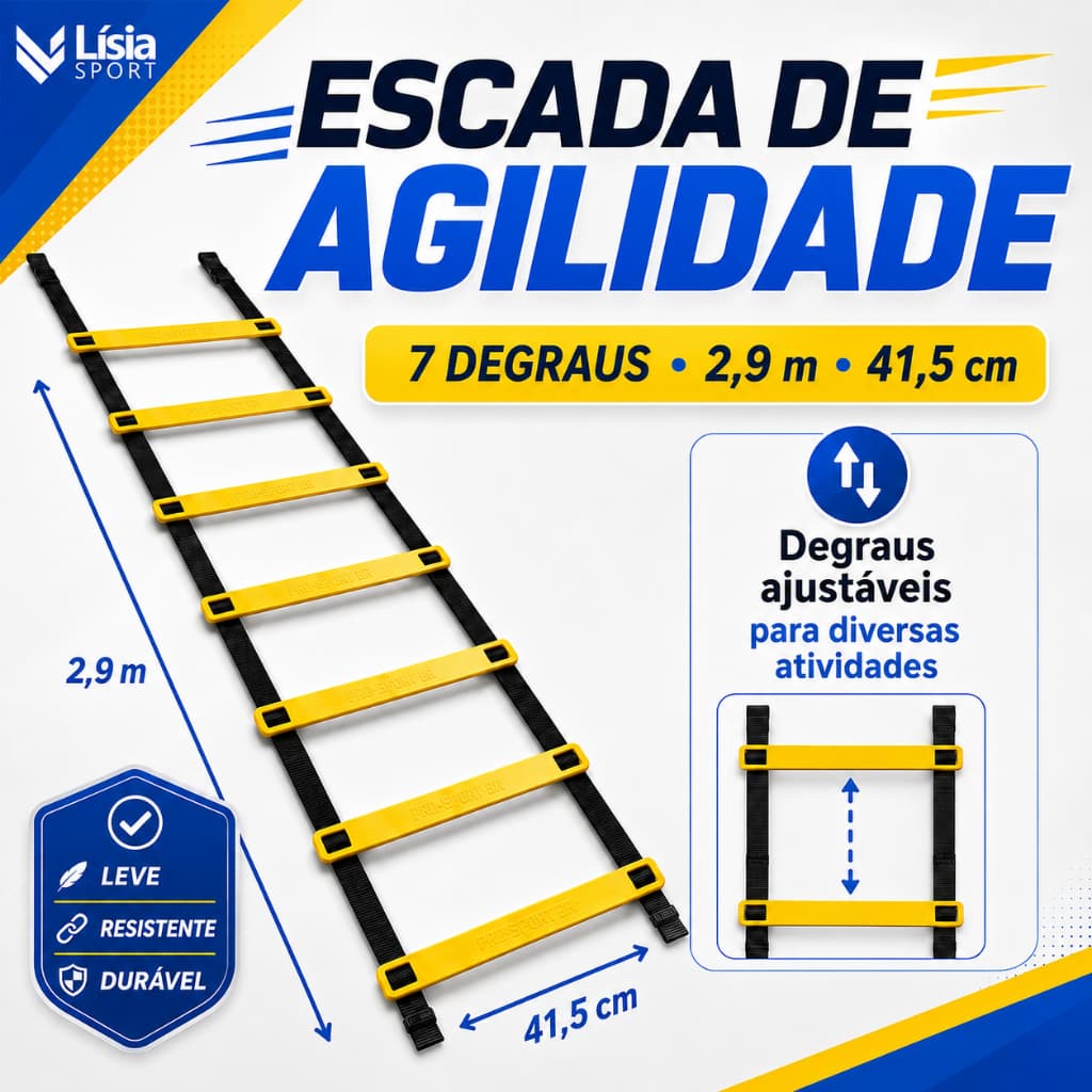 Escada de Agilidade Treinamento Funcional 7 Degraus Nylon PVC Personal Trainer Treino Casa Academia
