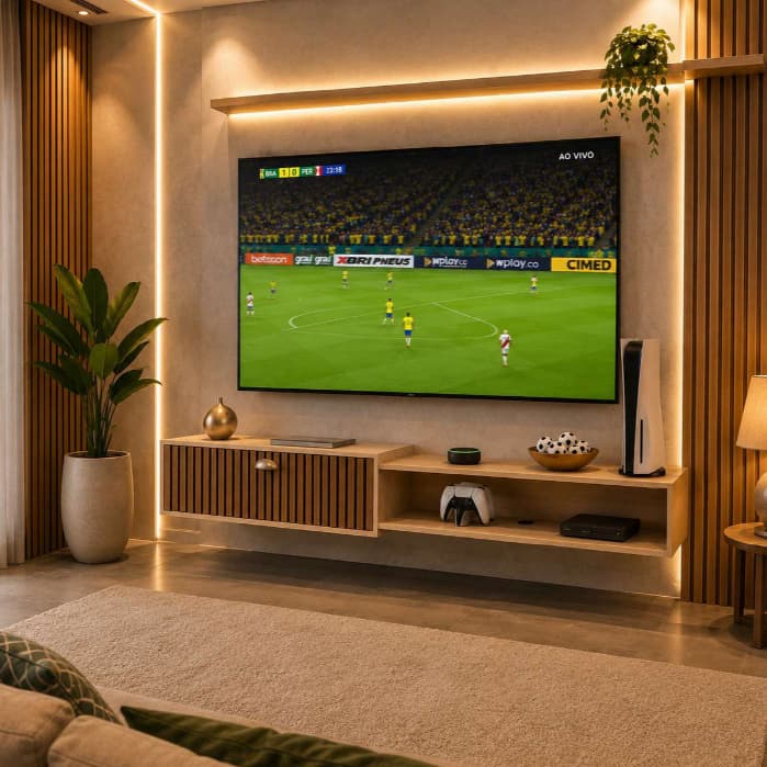 Rack King 1.80cm/1.50cm Decoração Sala Estar TV 75 polegadas Nicho Organizador 1 Porta