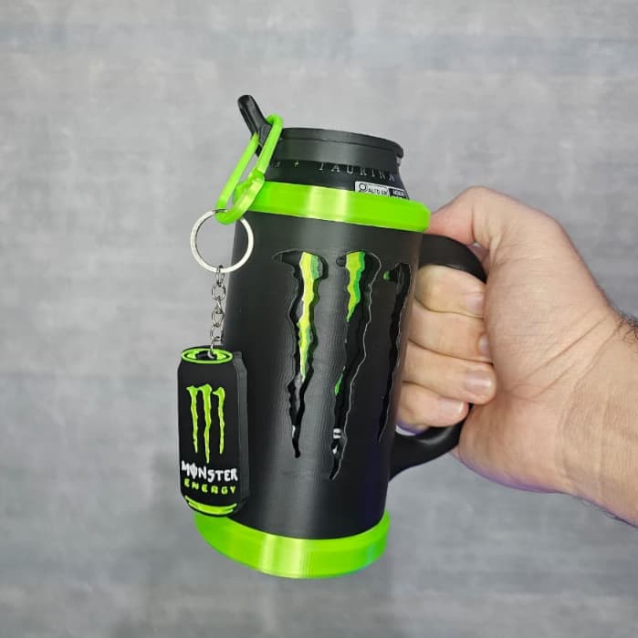 Porta Lata Energético Monster 3 em 1 473 ml + Abridor + Tampa  Garra