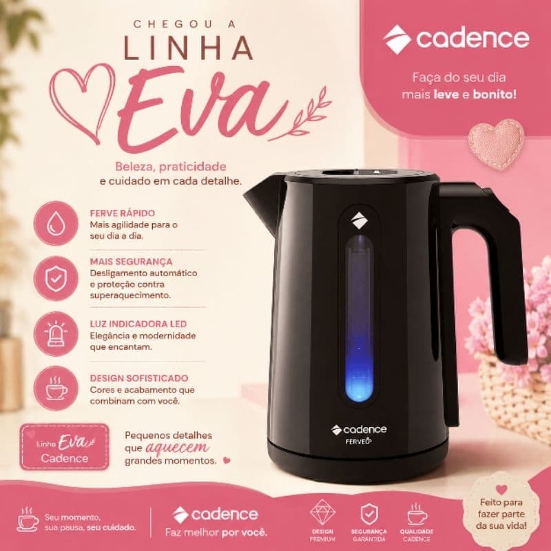 🌈🇮🇱✡🇧🇷CHALEIRA ELÉTRICA CANDENCE FERVEU 1,9L (CEL390) 1200W 127V
