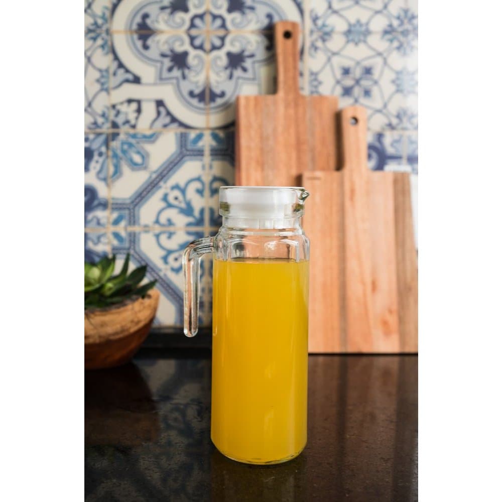 Jarra de Vidro Redonda Clean 1 Litro Transparente Slim para Geladeira Água Suco Chá