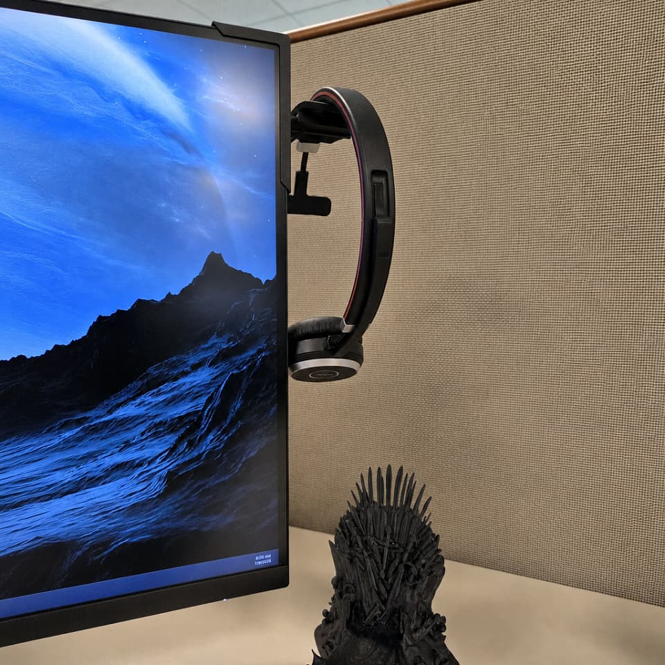 Suporte de Monitor para Fone Ouvido - Gancho Lateral para Headset e Headphone - Organizador para Mesa Casa e Escritório