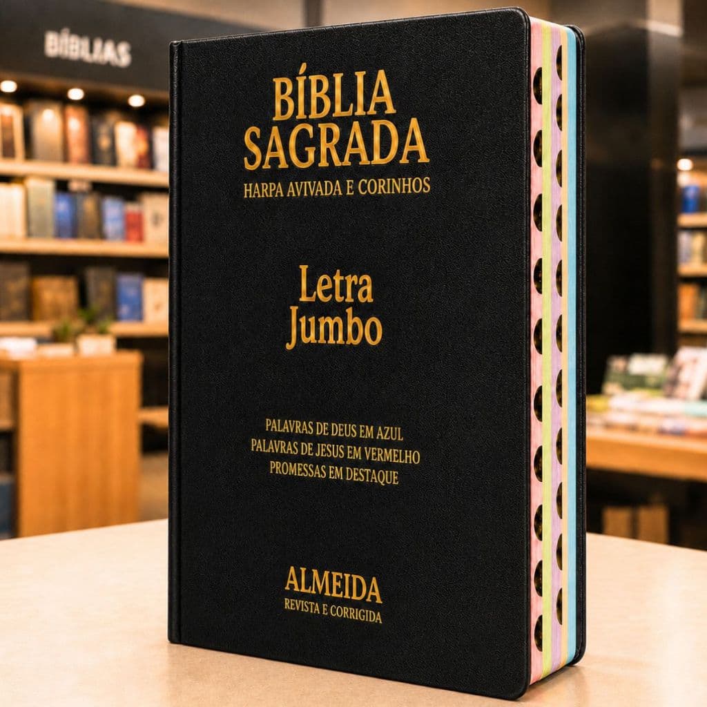 Biblia Sagrada ARC | Letra Jumbo | Full Color | Harpa & Corinhos | RC | Luxo Preta