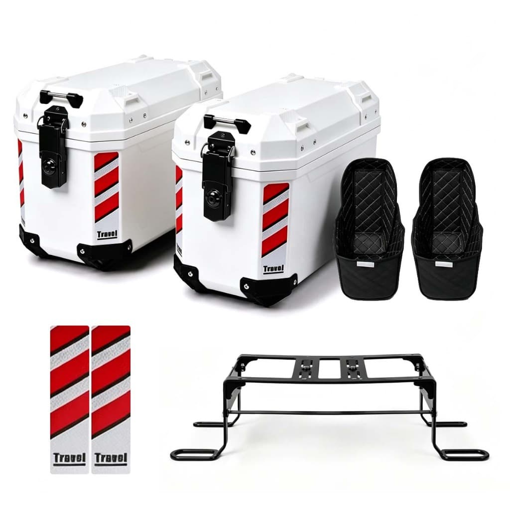 Kit 2 Baú De Moto Lateral Plástico 30 Litros Branco Tronos