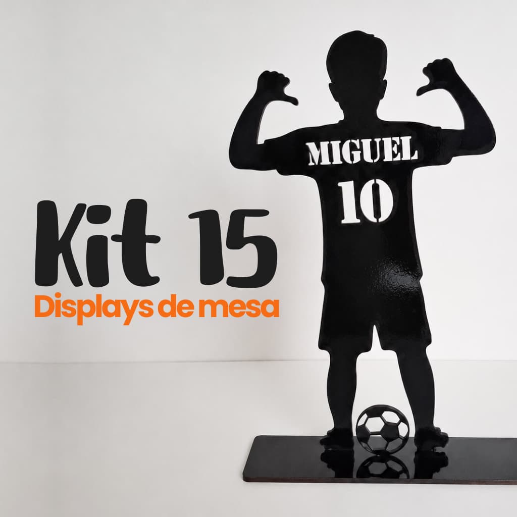 Centro de Mesa Kit 15 Displays de Mesa Jogador Futebol Personalizado em MDF | Decoração Festa Infantil e Quarto