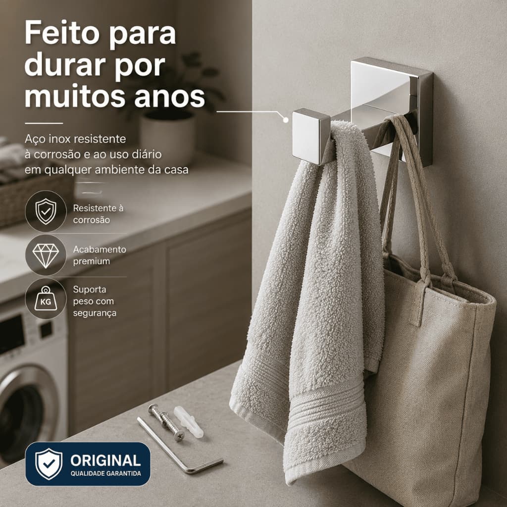 Gancho Parede Cabide Inox Multiuso De Banheiro Toalha