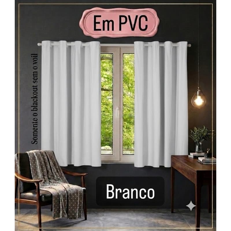 Cortina Blackout branco 2,80m x 1,60m Quarto Sala Cozinha