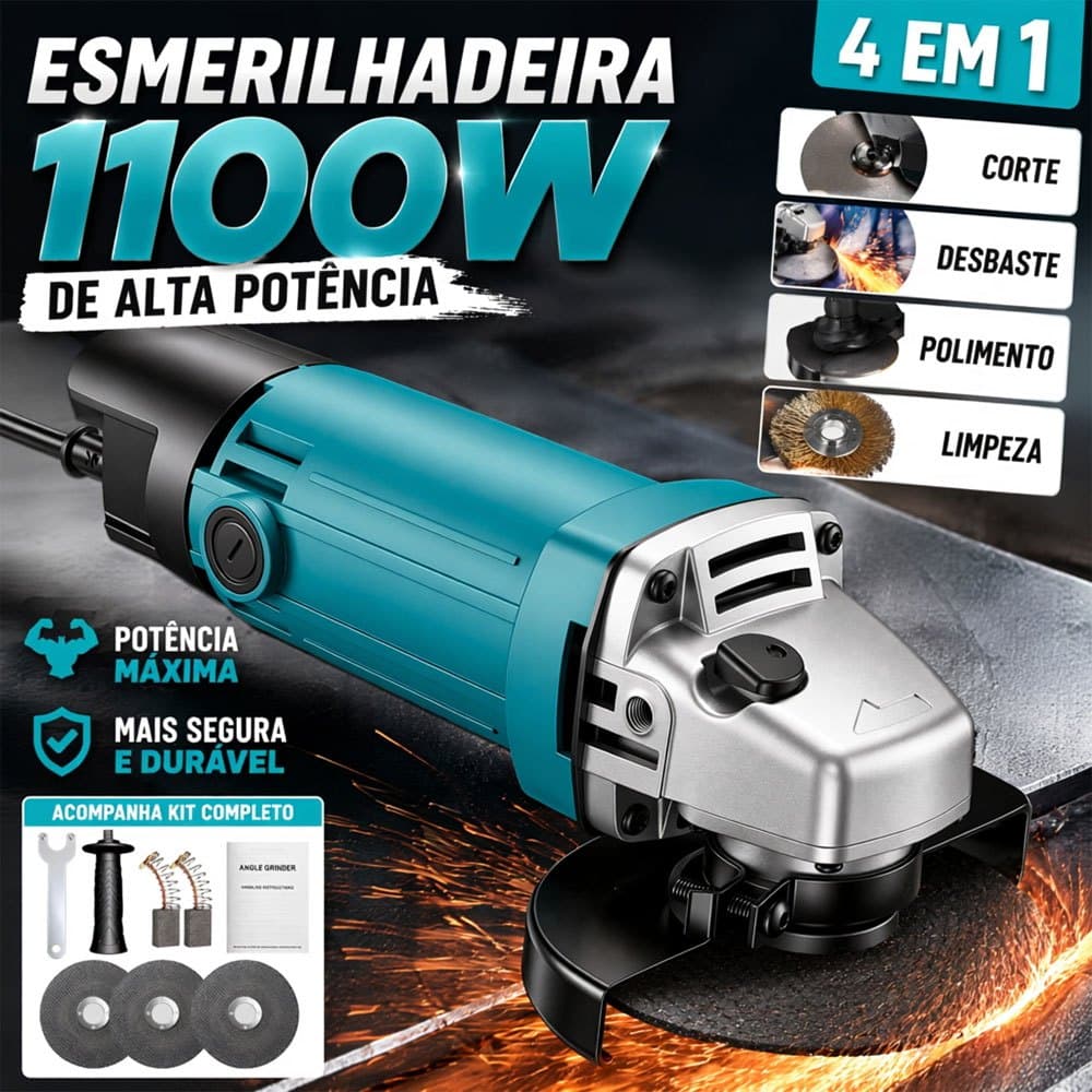 Ferramenta Elétrica Esmerilhadeira Angular 110V-127V 220V Alta Potência Azul Para Uso Profissional