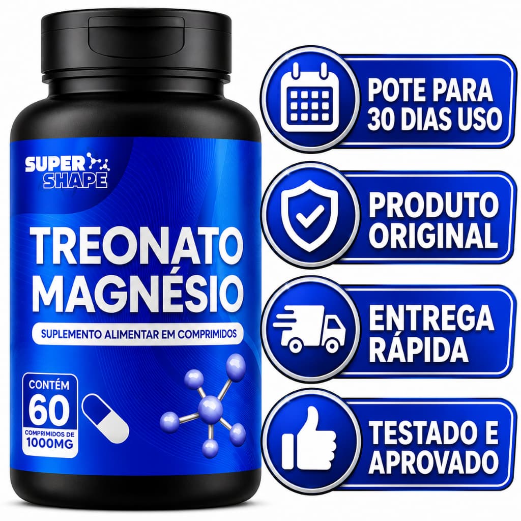 Magnésio Treonato 1000 mg Original com Treonina Alta Absorção 60 Comprimidos - POTE PARA 30 DIAS