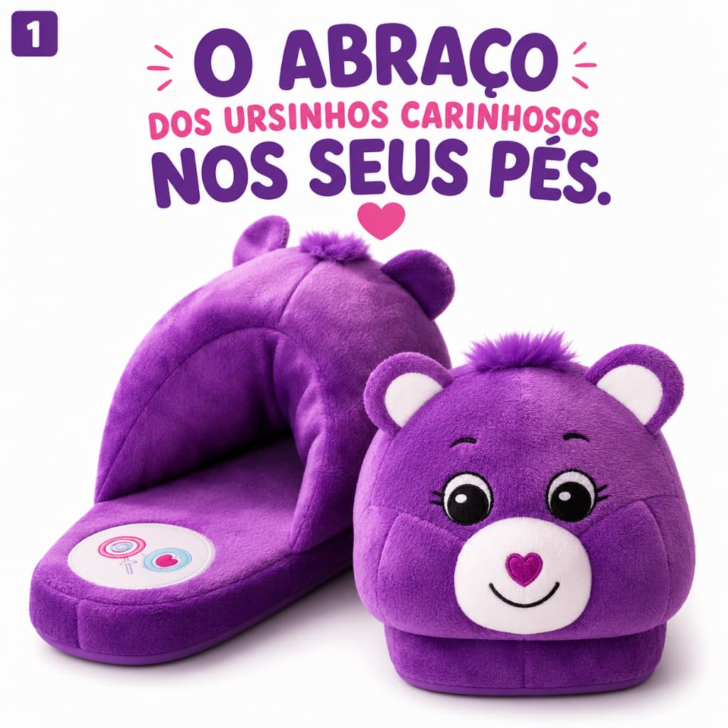 Pantufa Confortável Ursinho Carinhoso Roxa Cacau Show