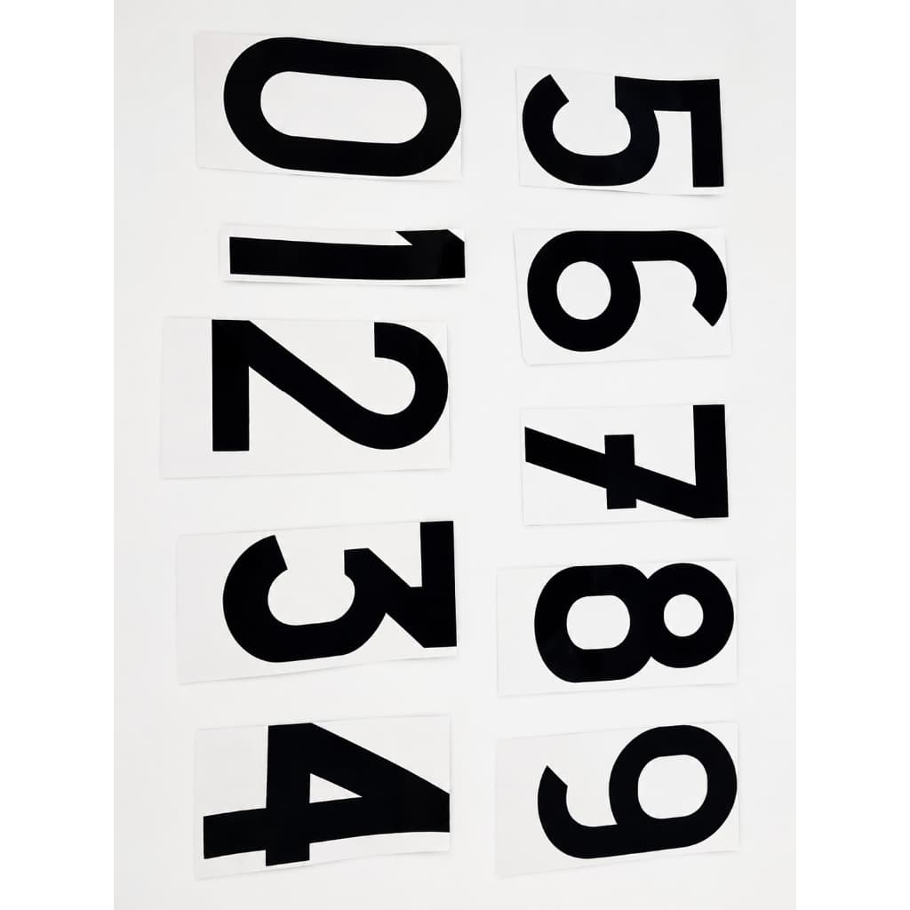 Kit Completo Números Adesivos 0 a 9 Preto 10cm em Vinil Plotado para Placas, Caminhões e Sinalização