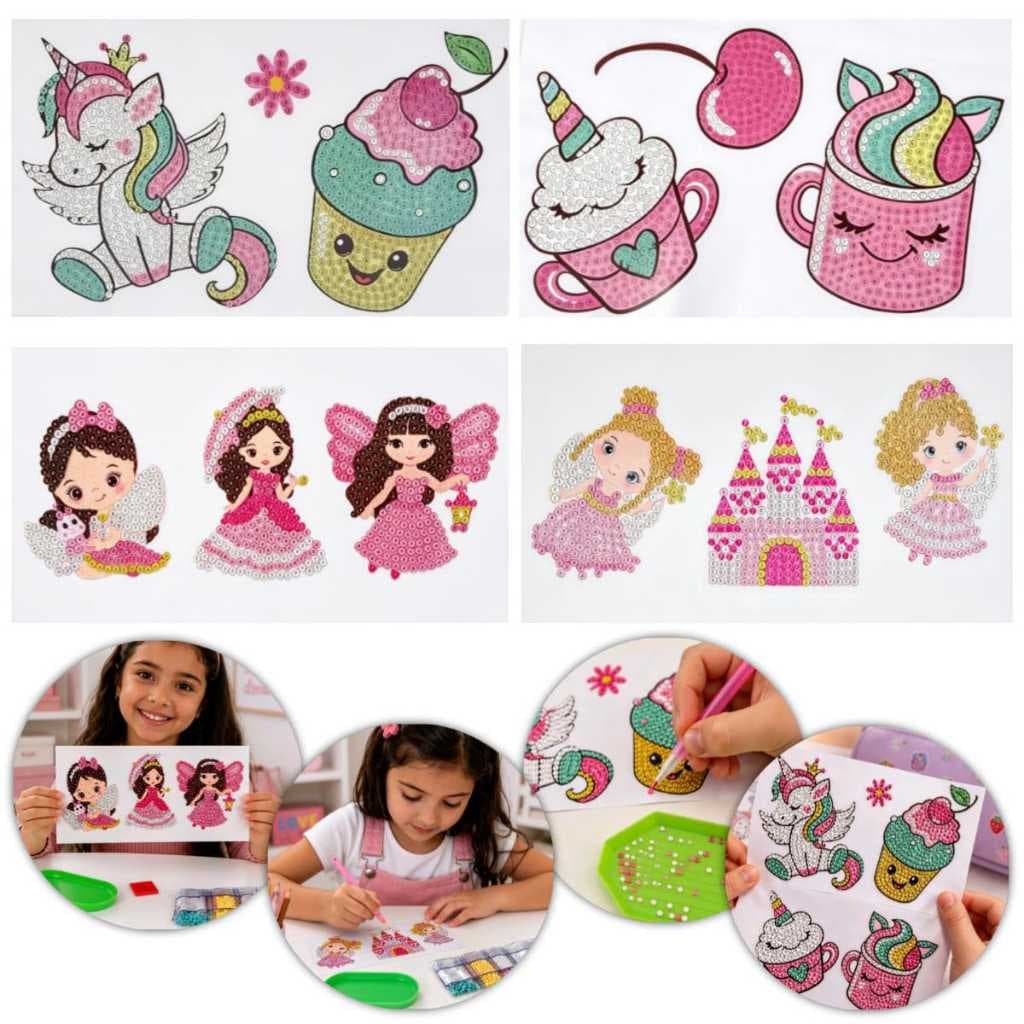 Pintura Diamante 5D DYI Adesivo Princesas Unicórnio Artesanato