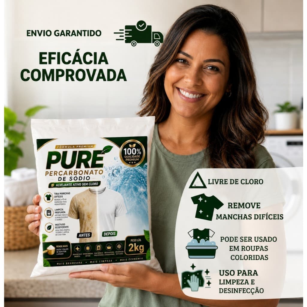 Percarbonato de Sódio 500g /1kg /2Kg   Alvejante Sem Cloro Remove Manchas de Roupas