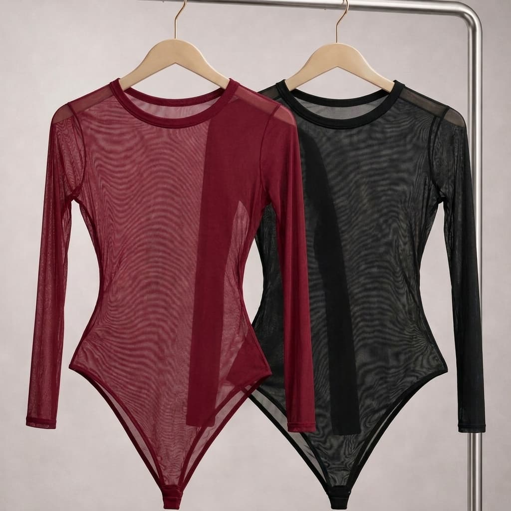 Body Tule Manga Longa Feminino Transparente Elegante Tendência Moda Blogueira