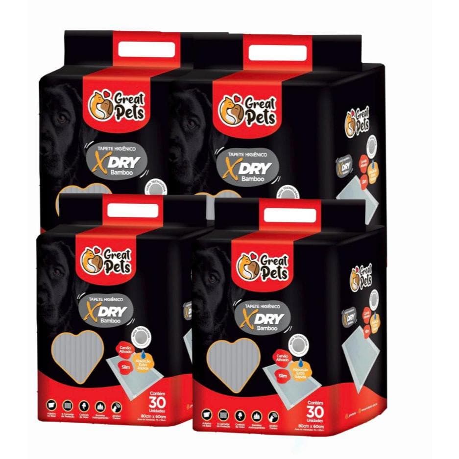 Tapete Higiênico Para Cães X-Dry 80x60cm 30unid Greats Pets + Brind