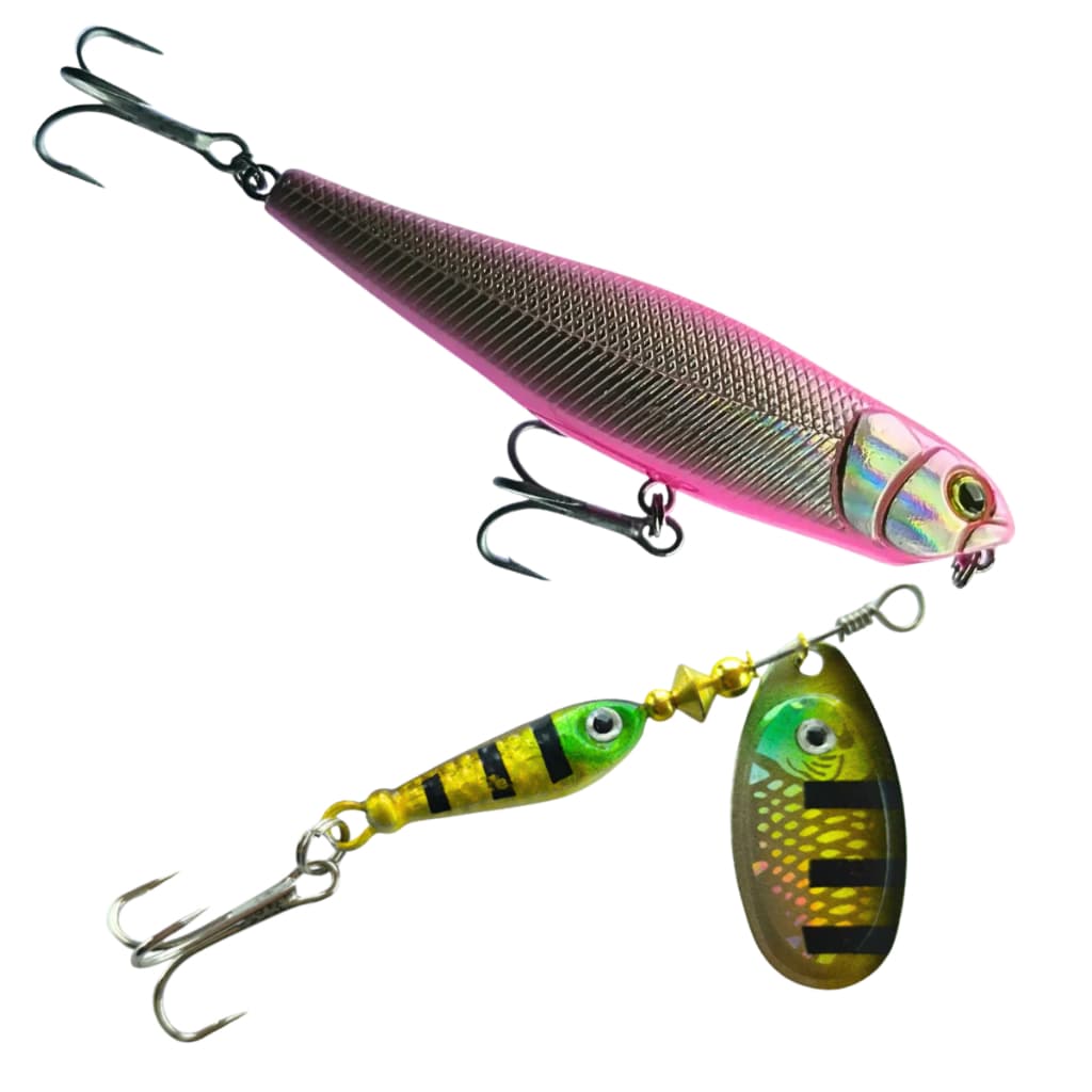kit 2 isca de pesca artificial superficie e fundo super promoçao