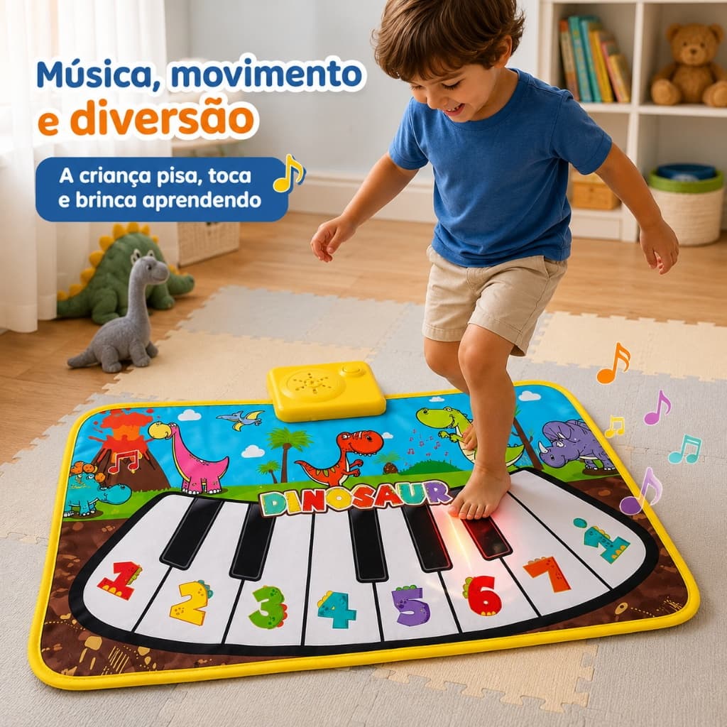Tapete Piano Infantil Brinquedo Educativo Musical Teclado com Som Luz Interativo Criança Presente