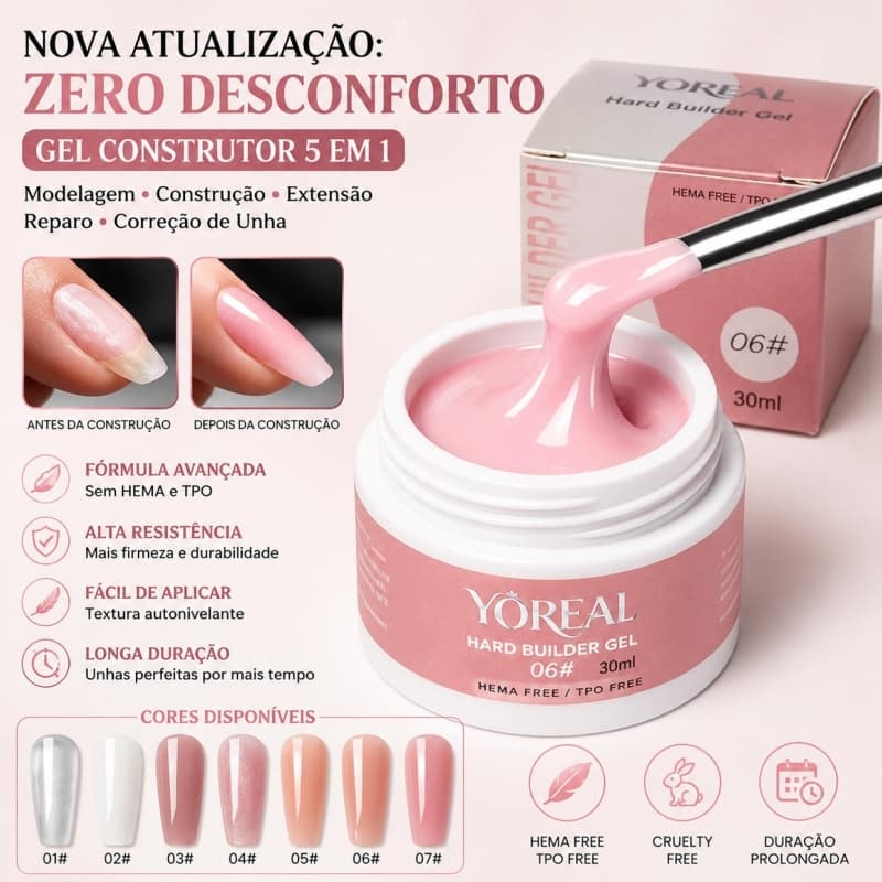 Gel Construtor UV/LED Unhas Gel Acrigel 18g Profissional Acrigel Alongamento