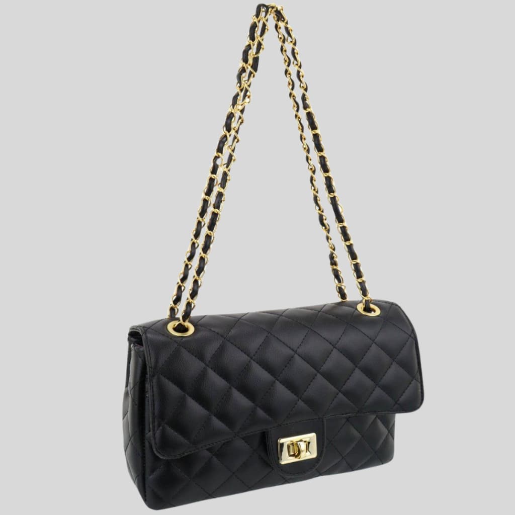 Bolsa Feminina Matelassê Média Corrente Dourada Elegante