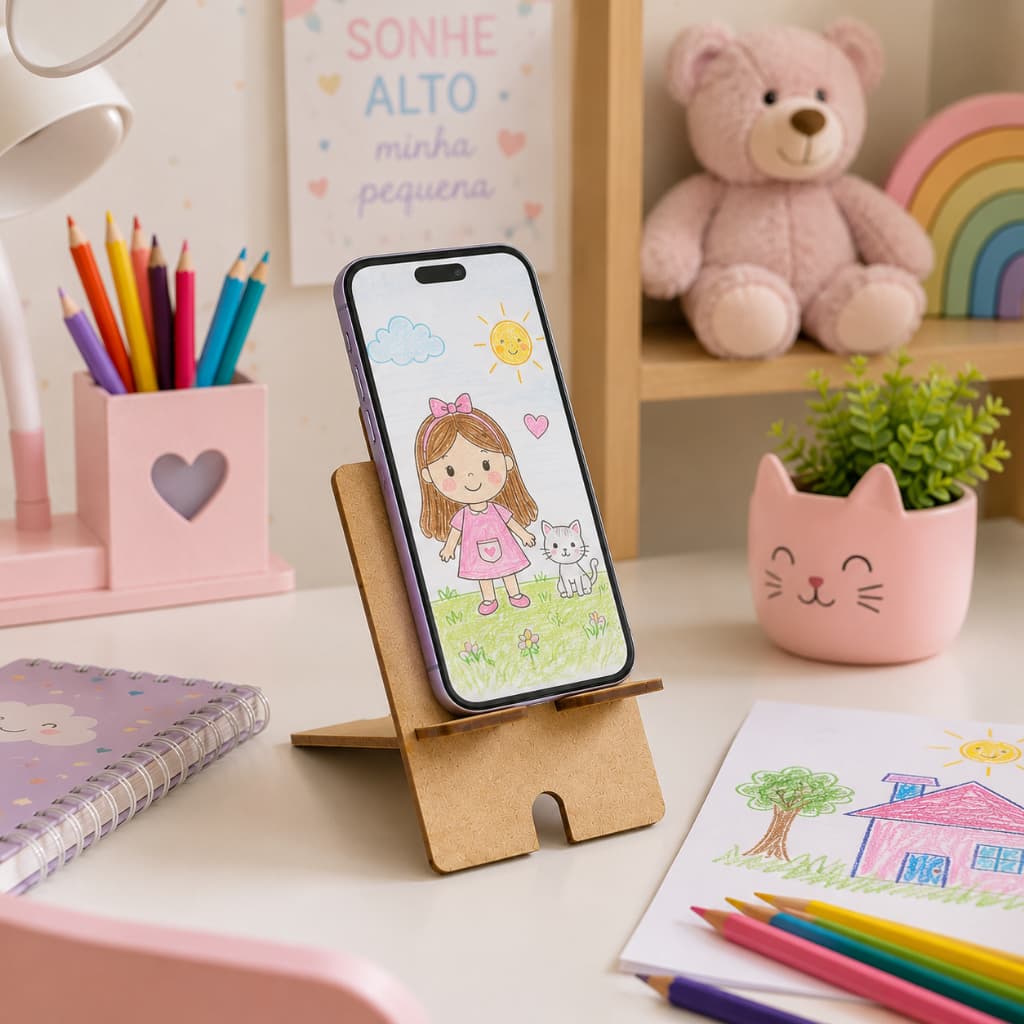 Suporte para Celular Mdf Universal Apoio Mesa Smartphone para Assistir Trabalho
