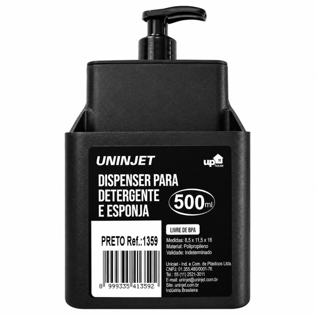 Dispenser Organizador De Pia 500ml Porta Detergente E Esponja Bucha  Sabonete Liquido Cozinha  Banheiro - Preto