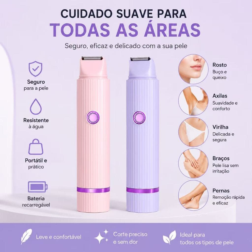Depilador Feminino 2 em 1 Recarregável USB Removedor de Pelos Buço Sobrancelha Navalha Dupla