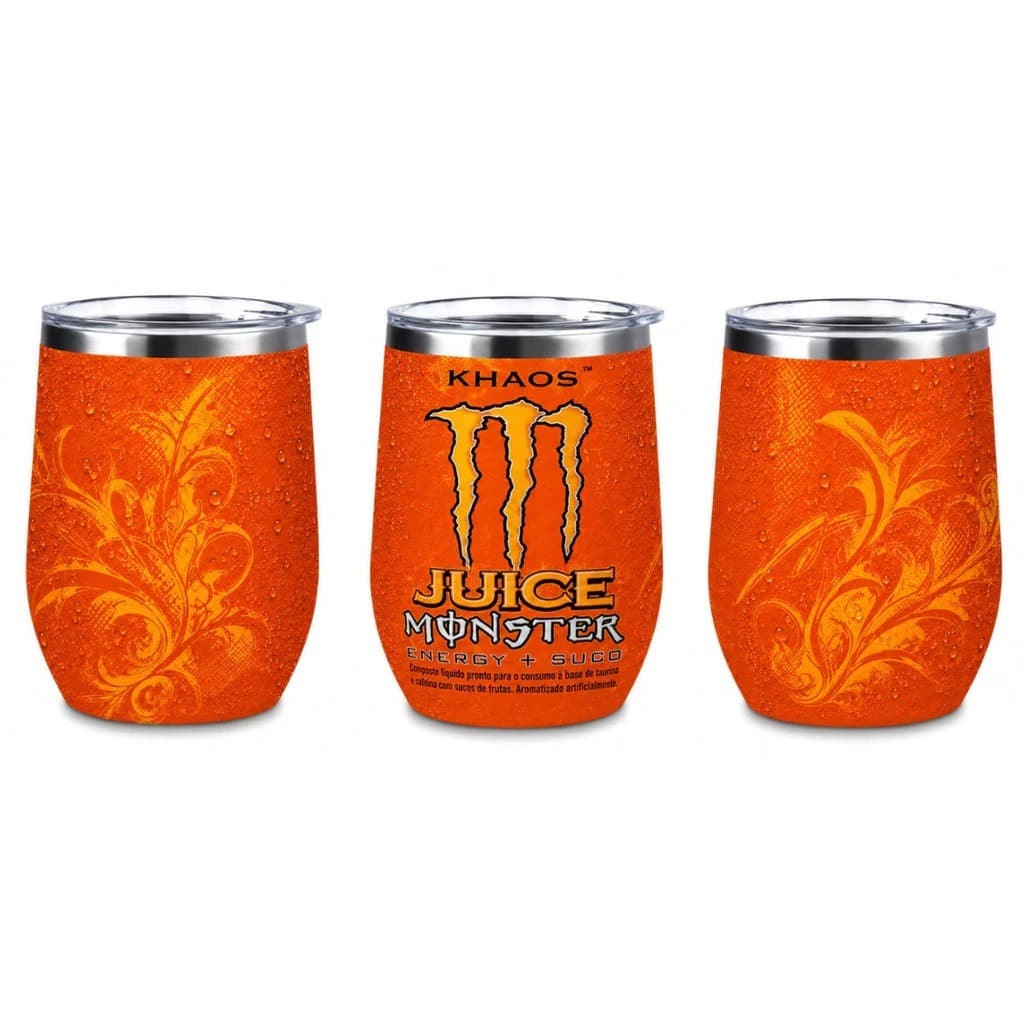 Copo Térmico Modelo Monster 350ml Inox com Tampa Transparente Conservação Térmica para Todas as Bebidas