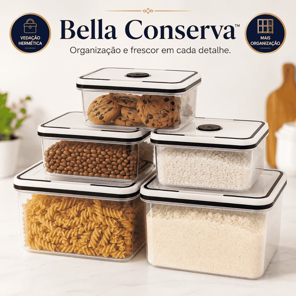 Kit 4 Potes Herméticos Plásticos Organizador de Cozinha com Tampa de Vedação para Mantimentos  2.