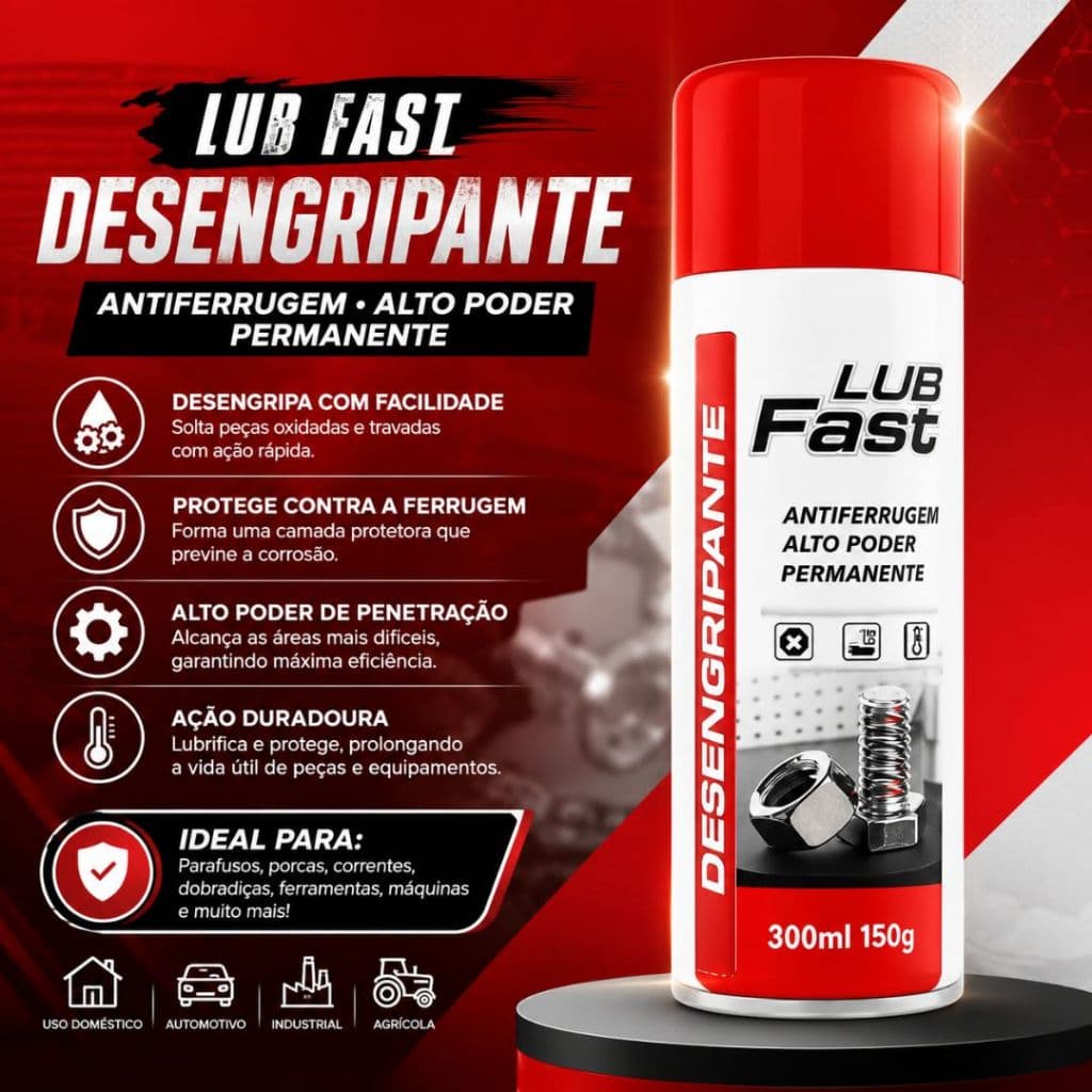 Óleo Lubrificante Antiferrugem 300ml Spray - Lub Fast