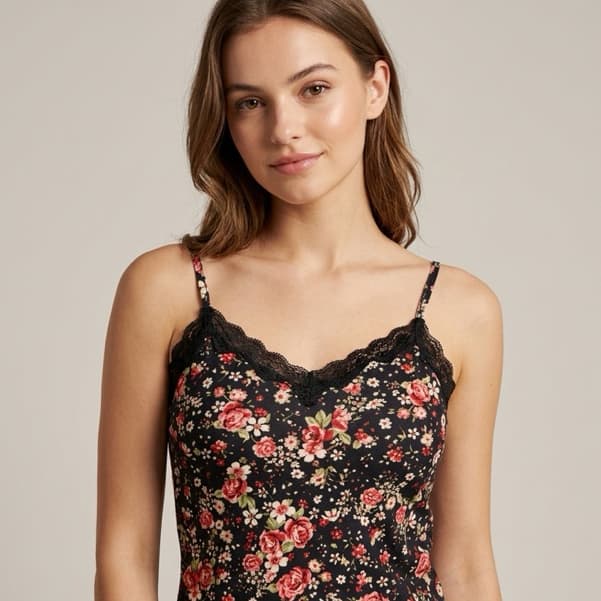 Regata Feminina Floral de Alcinha com Renda | Blusa Canelada Estampada Casual Verão Confortável Moda Feminina