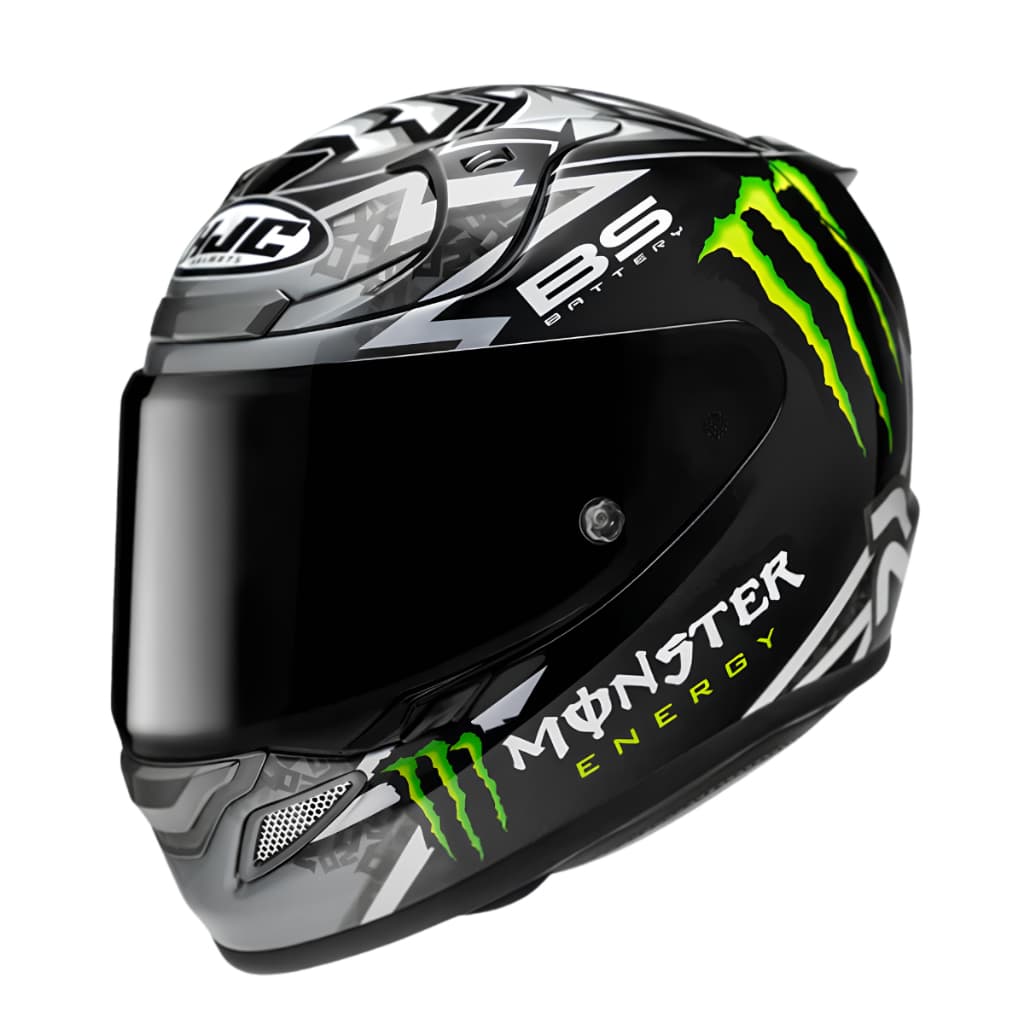 Capacete HJC RPHA 12 Fabio Quartararo Monster Preto Branco Capacete Moto Integral Racing Premium
