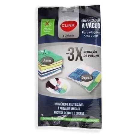 Kit Saco a Vácuo Organizador Roupas Viagem Reutilizável Para Mala Guarda Roupa
