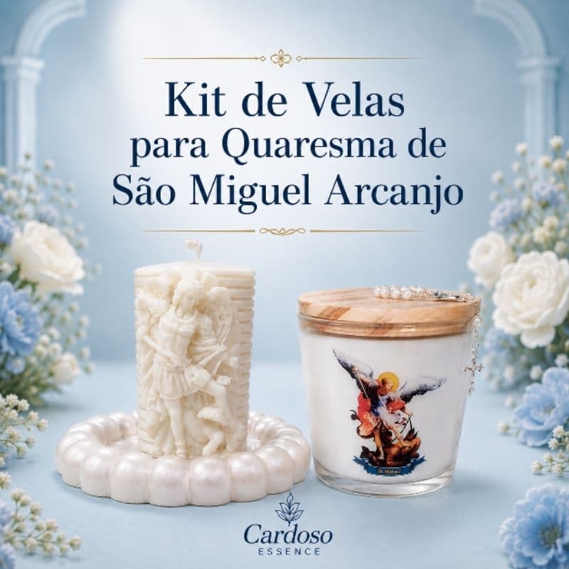Kit de Velas Aromáticas para Quaresma de São Miguel Arcanjo – Presente Religioso e Aromático-400g de Vela
