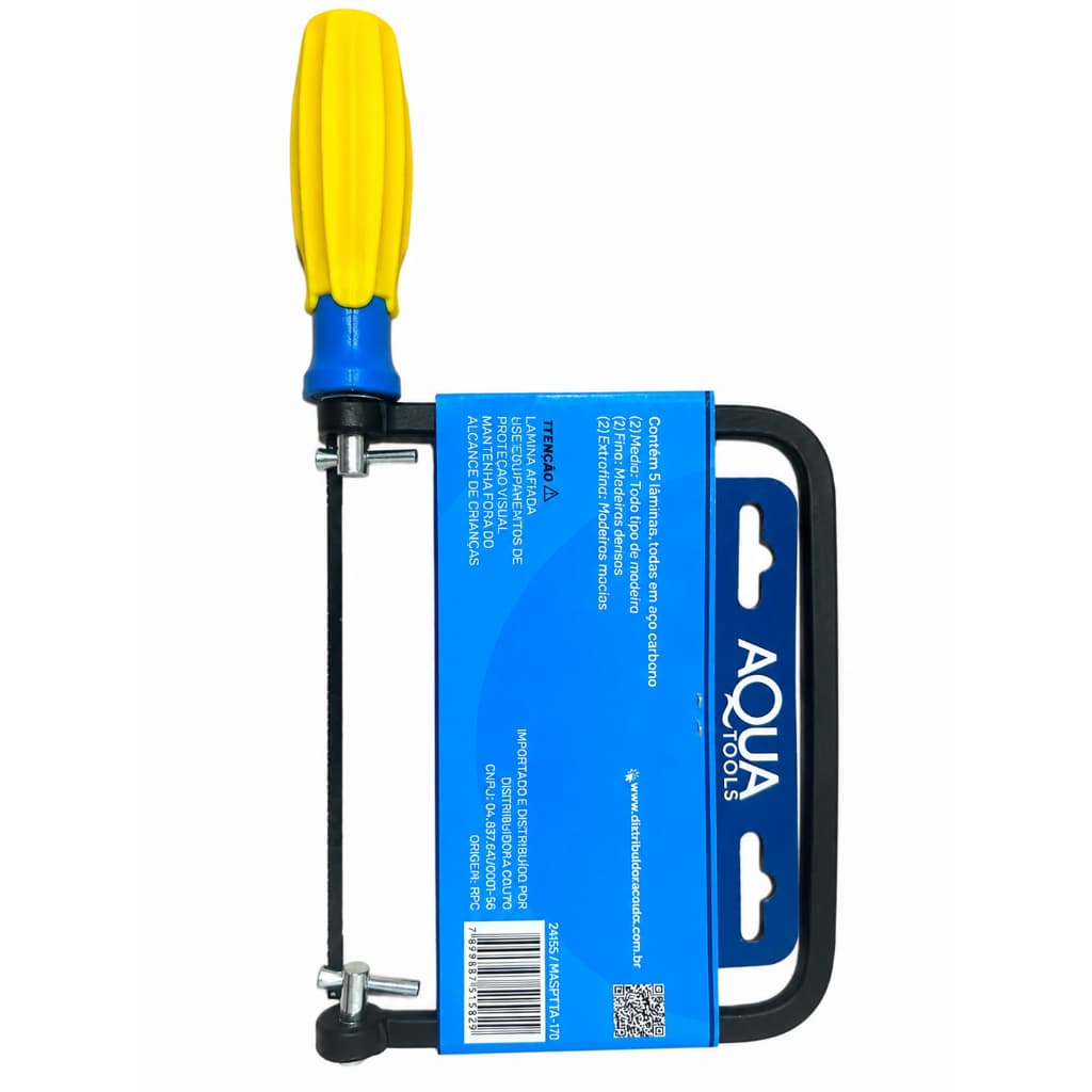 Mini Arco de serra tico tico 7" + kit 5 laminas artesanato marceneiro profast maciço aquatools