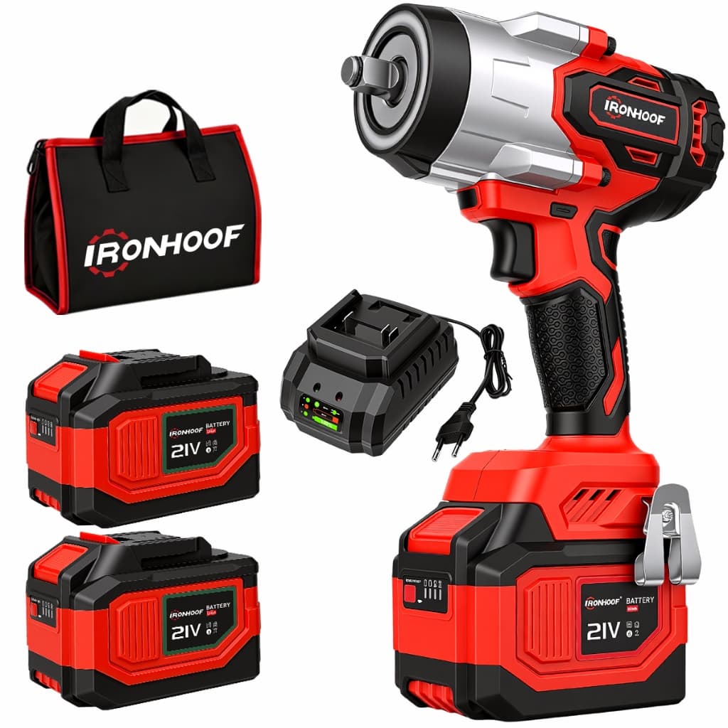 Chave De Impacto Potente 1700/1200/800NM Parafusadeira Brushless 2 Bateria