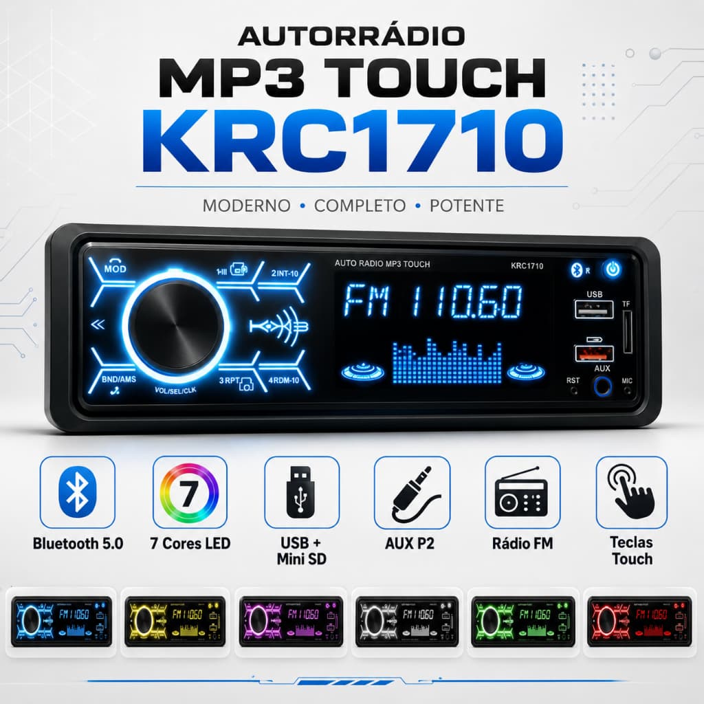 Estério Bluetooth Kx3 Krc-1710 Preto Com Usb E Sd