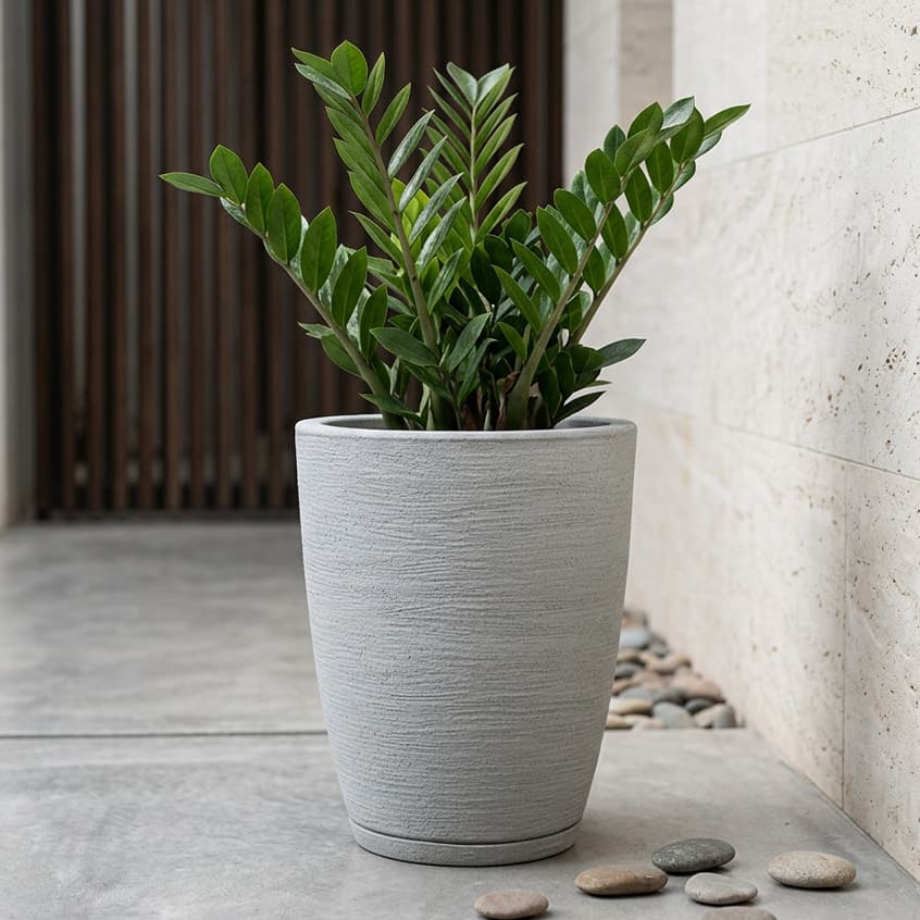 Vaso para Plantas Coluna Cone Escovada Pequena Decorativo Polietileno 25x28cm N1