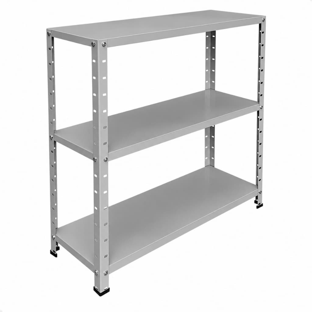 Estante Prateleira Industrial Aço 90cm Multiuso 3 Bandejas Reforçada Organizador 90kg Cinza