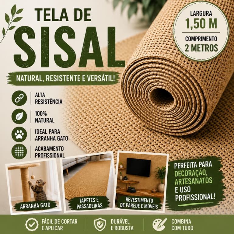 Tela / Tecido Sisal  Larg. 1,50m X 2m Apaeb