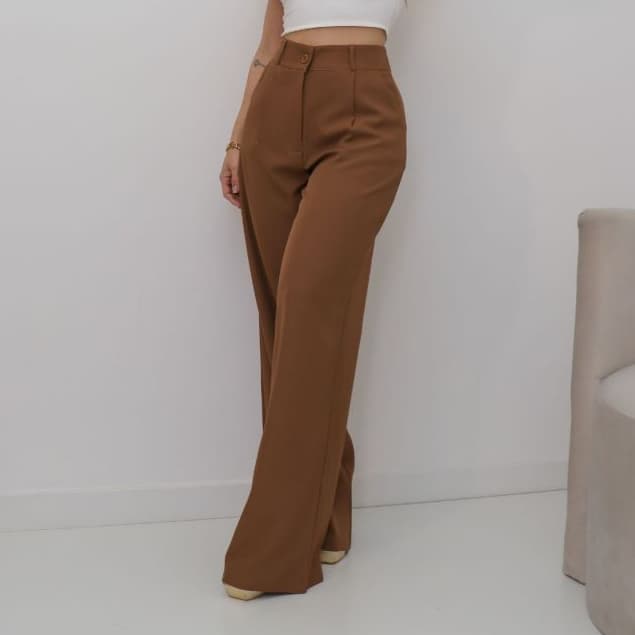SM Calça Pantalona Alfaiataria Feminina – Cintura Alta  - Ref  Y-114