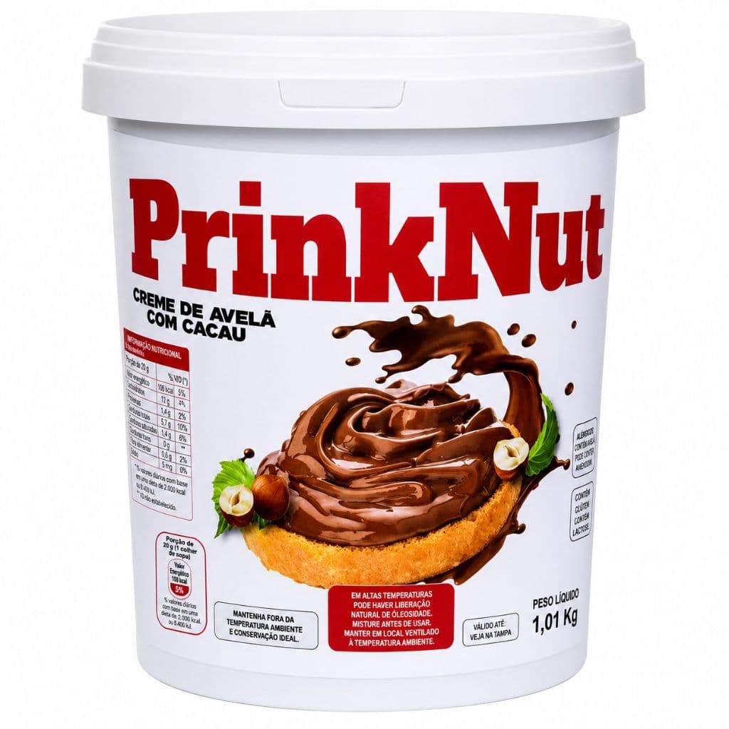 Chocolate Para Recheio Creme de Avelã Com Cacau PrinkNut Pote de 1,01kg
