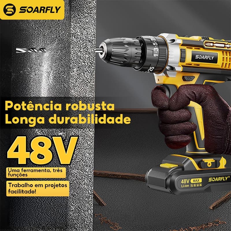 Parafusadeira/Furadeira be Impacto Kit Maleta COM DUAS BATERIAS Kit de 28pcs 220V/110V