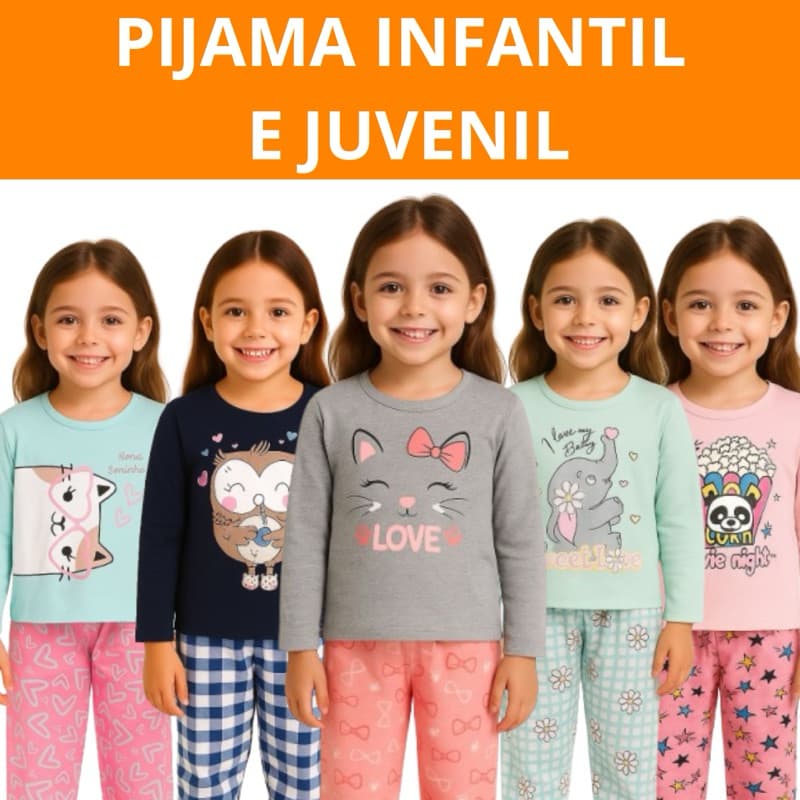 Conjunto Pijama Infantil Inverno Feminino Sortido – Menina Conjuntos Que Brilham no Escuro