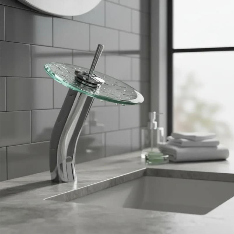 Torneira Cascata Monocomando Vidro Inox Banheiro Luxo