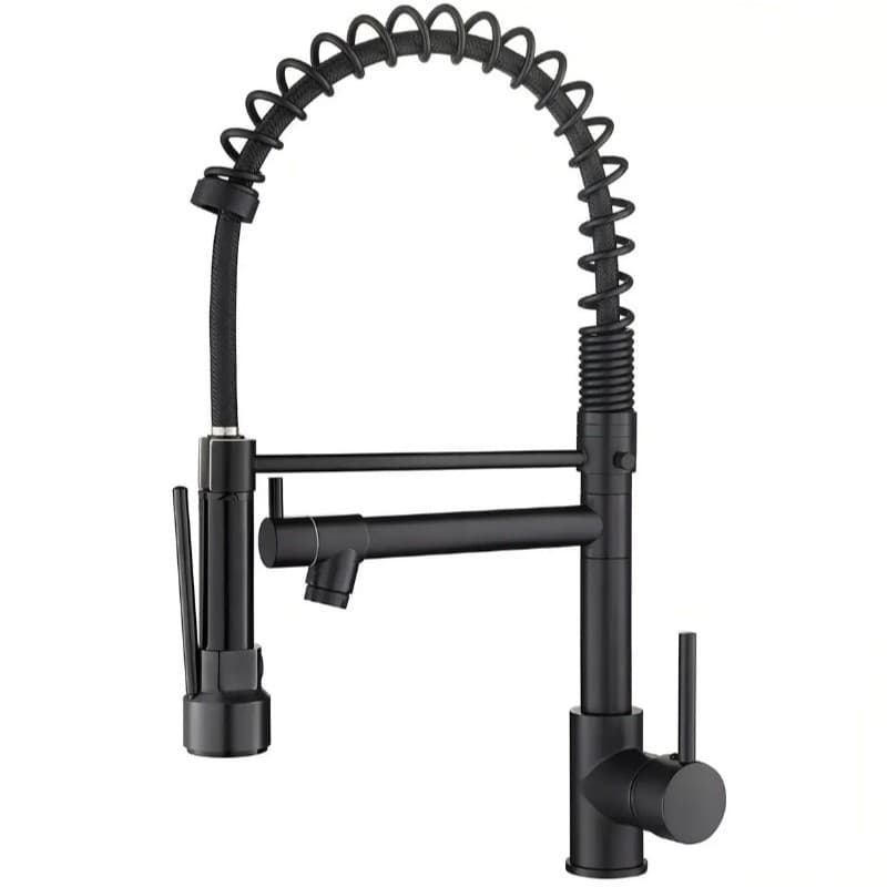Torneira Monocomando Cozinha Gourmet Para Pia Bancada Flexível Cor Preto Fosco Gancho Inox