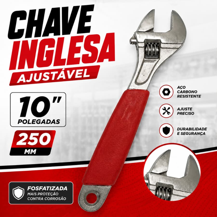 Chave Inglesa Ajustável 10" Polegadas 250 Mm Fosfatizada